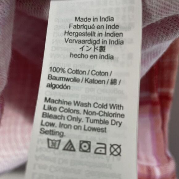 J CREW Shirt Womens 4 Pink Plaid Double-Weave Cotton Button-Up Classic-Fit - Picture 8 of 9